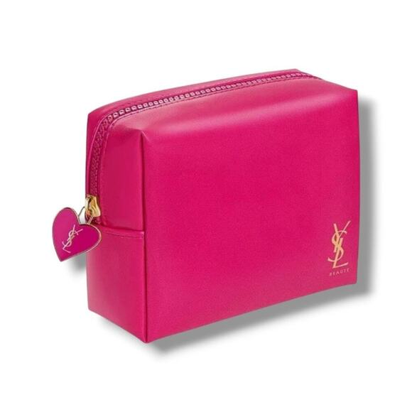 None Handbags - Yves Saint Laurent Hot Pink YSL Parfums Makeup Cosmetic Bag Toiletry Pouch